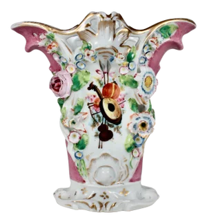 19th Century Old Paris Porcelain Flower Encrusted Spill Vase