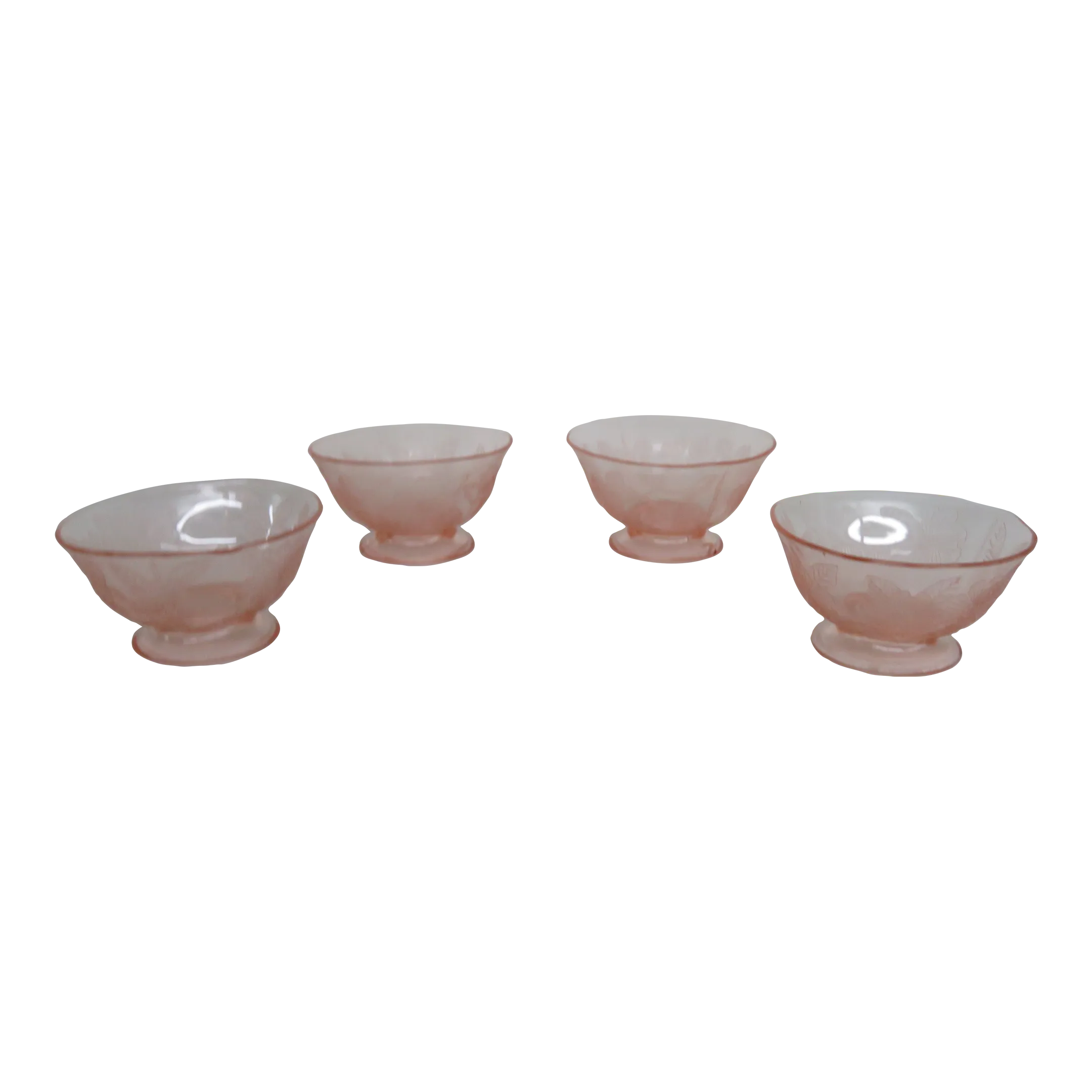 Dogwood Pink Depression Glass Footed Sherbet Bowl Dessert Ice Cream Cups |  Chairish