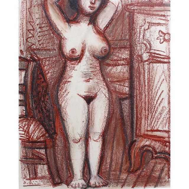 Metal Nude Woman Drying Her Hair Painting by Raymond Dèbieve, 1967 For Sale - Image 7 of 10