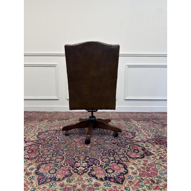 English Chesterfield Office Chair in Brown For Sale - Image 4 of 8