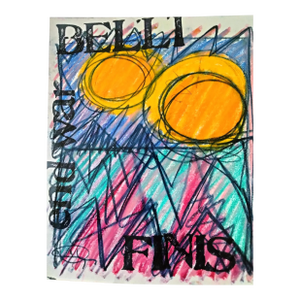 Contemporary Original Wayne Cunningham Abstract Pastel Drawing “Belli Fini End War”