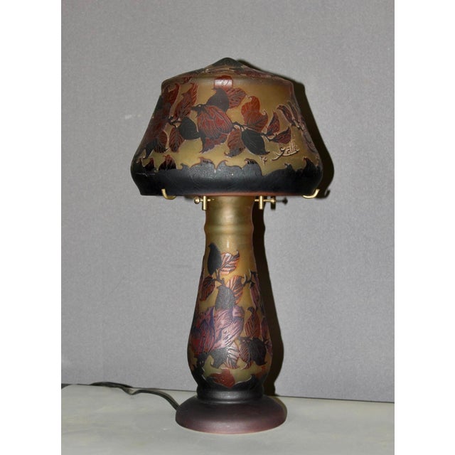 Glass Paste Mushroom Lamp by Emile Gallé, 1980s For Sale - Image 9 of 13