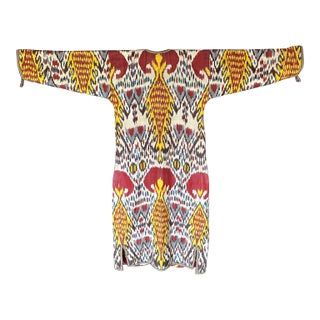 Vintage Woven Ikat Chapan Robe Central Asia Uzbekistan For Sale