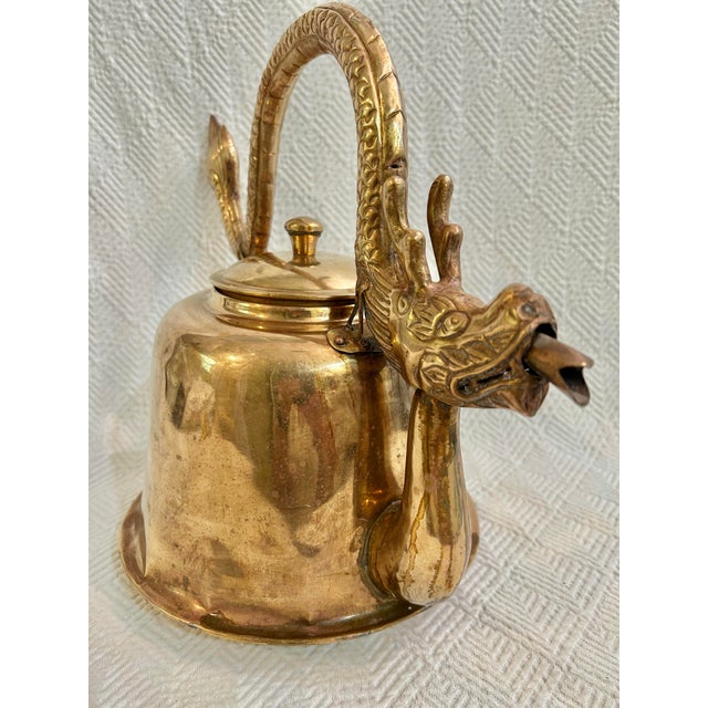 Chinoiserie Early 20th Century Chinoiserie Hollywood Regency Dragon Handle Tea Kettle For Sale - Image 3 of 10