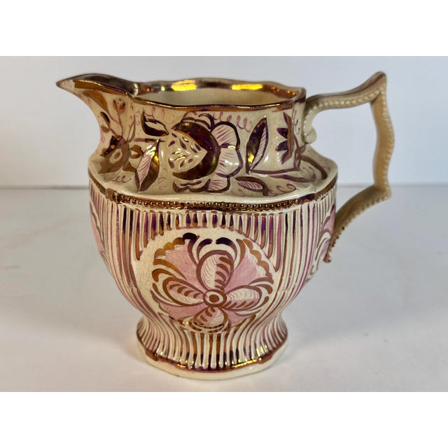 19th Century Antique Georgian Sunderland Pink Lustre Pitcher: Pearlware c. 1820s For Sale - Image 5 of 10