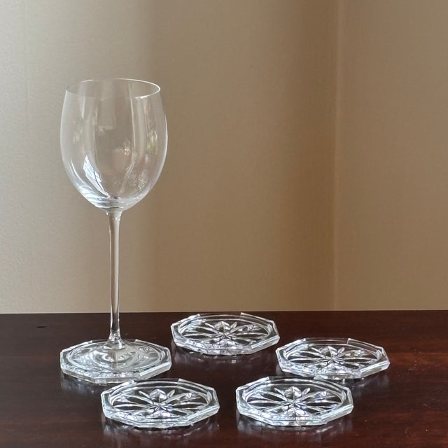 Mid 20th Century Vintage Mid-20th Century Pressed Glass Starburst Coasters – Set of Five For Sale - Image 5 of 8