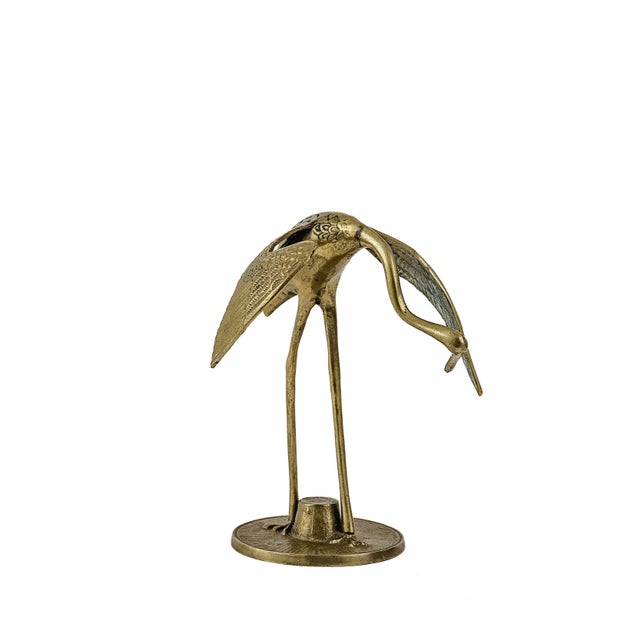 Brass Mid-Century Modern Leonard Brass Crane Figurines (12") For Sale - Image 8 of 14