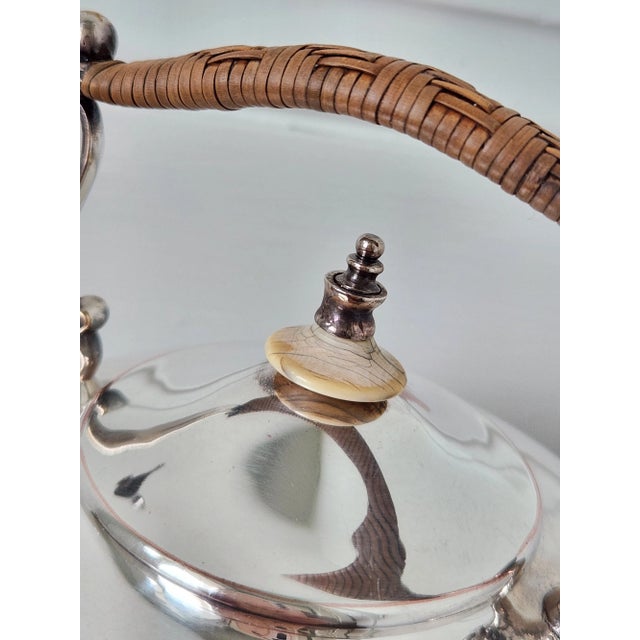 Early 20th Century English Silver Plated Tea Pot With Stand` - Set of 3 For Sale - Image 4 of 12