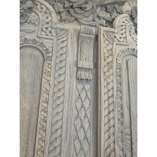 Norman Wedding Armoire in Stripped Oak with Dove-Adorned Pediment For Sale - Image 9 of 12