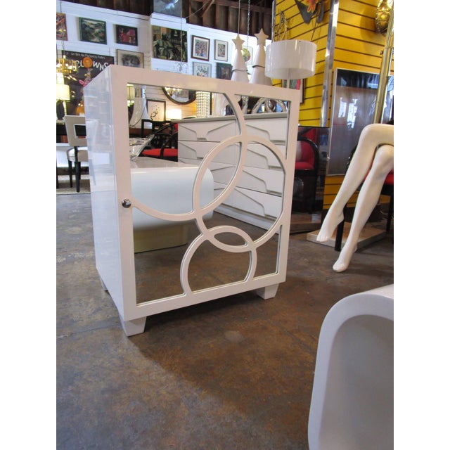 White Lacquer Mirrored End Tables Pair Chairish