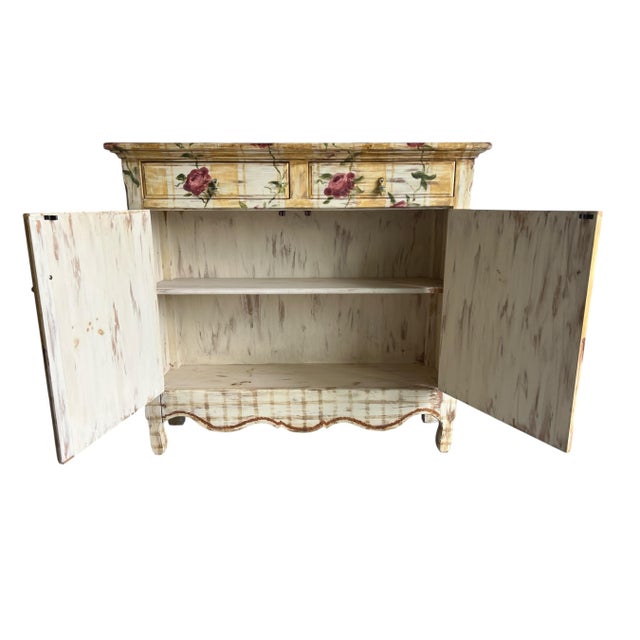 1970sVintage Habersham Hand-Painted Rose Cabinet – French Country Accent Storage For Sale - Image 6 of 7