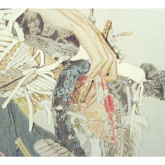 1980s David Peter Ramos "Indian Dancer" Original Prismacolor Art on Canvas For Sale - Image 5 of 5
