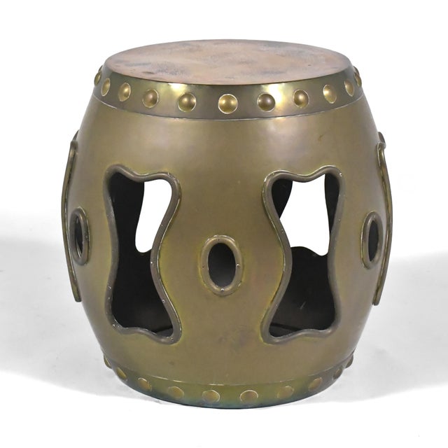 Hollywood Regency Brass Chinese Garden Stool/ Table For Sale - Image 3 of 10