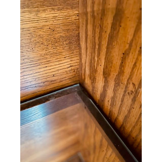 Brown 1980s American of Martinsville Lighted Oak China Cabinet / Display Hutch With Glass Shelves For Sale - Image 8 of 14