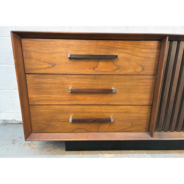 Lane "Tower Suite" Mid-Century Walnut and Rosewood Sideboard For Sale - Image 12 of 16