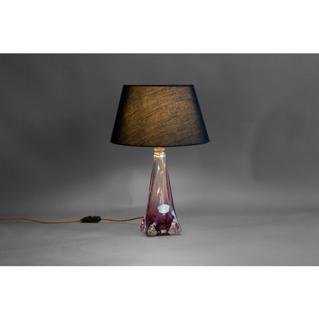 Mid-Century crystal glass table lamp by Val St Lambert. Re-wired and tested. Shade not included. Belgium circa 1960. This...