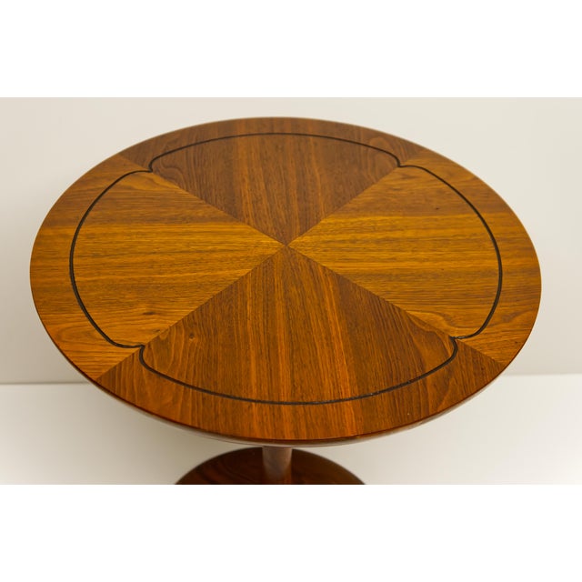 Mid-Century Modern Mid Twentieth Century Modern Walnut Round Pedestal Side Table For Sale - Image 3 of 9