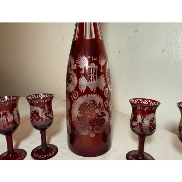 Up for sale is a nice quality antique cut to clear Moser crystal decanter set. This exquisite set consists of 8 pieces...