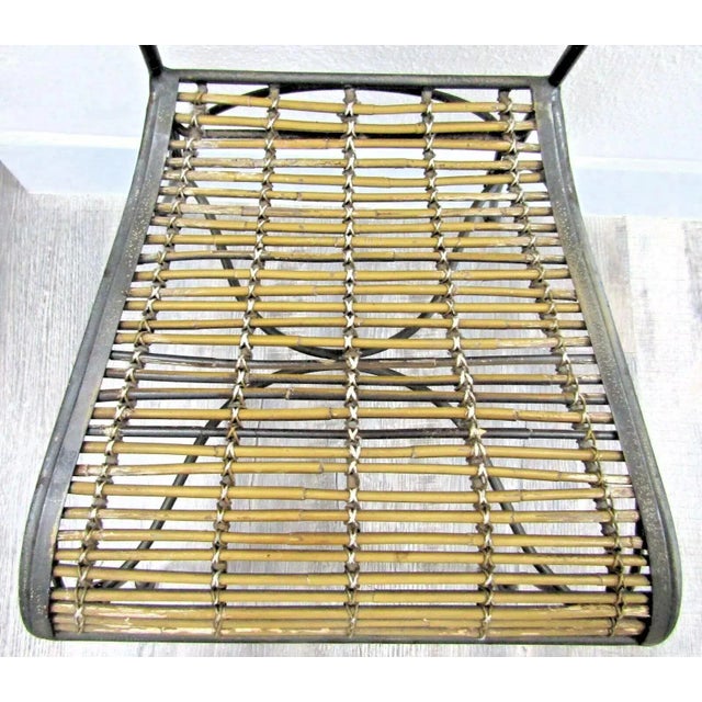 Wood 1960s Vintage Mid-Century Iron and Bamboo Side Chair For Sale - Image 7 of 8