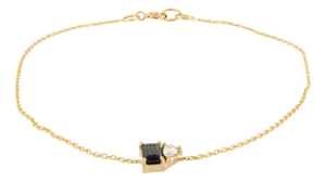 14k Gold Baguette Sapphire and Diamond Minimalist Bracelet