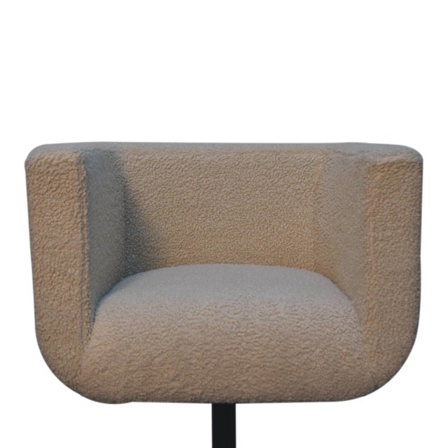 Cream Bouclé Swivel Accent Chair For Sale - Image 4 of 8