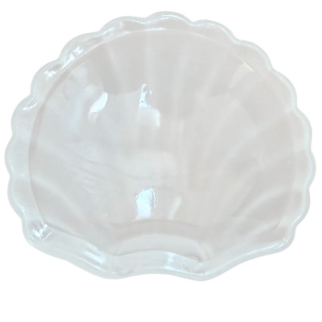 Vintage Silver-Plated Shell Butter Dish & Caviar Server With Milk Glass Liner For Sale - Image 4 of 9