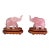 Vintage Rose Quartz Carved Elephants on Stands - A Pair For Sale
