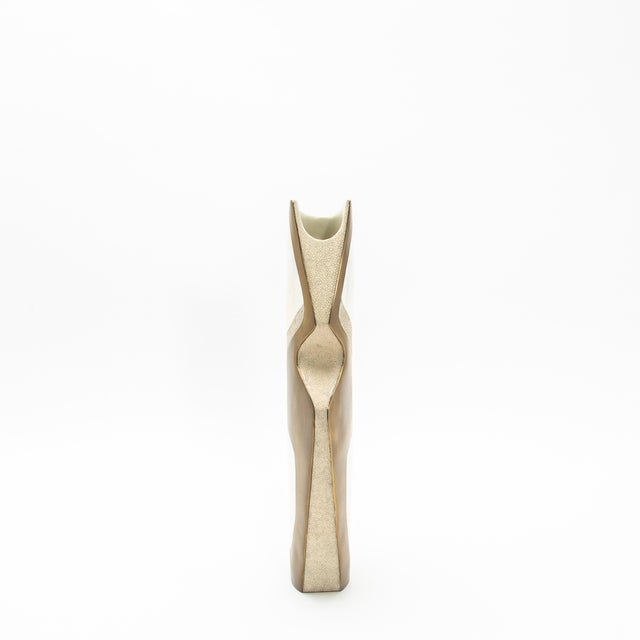 R & Y Augousti Modern Vase in Shagreen With Mother of Pearl and Brass Details by R&y Augousti For Sale - Image 4 of 6