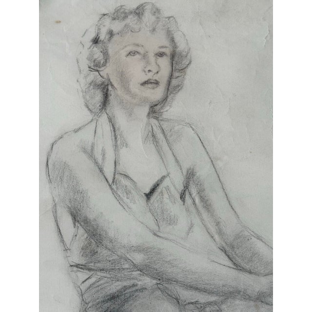 A wonderful drawing of a female figure. Done for a college art class in 1944 by Jean MacDougall. Pencil on paper. Unframed.
