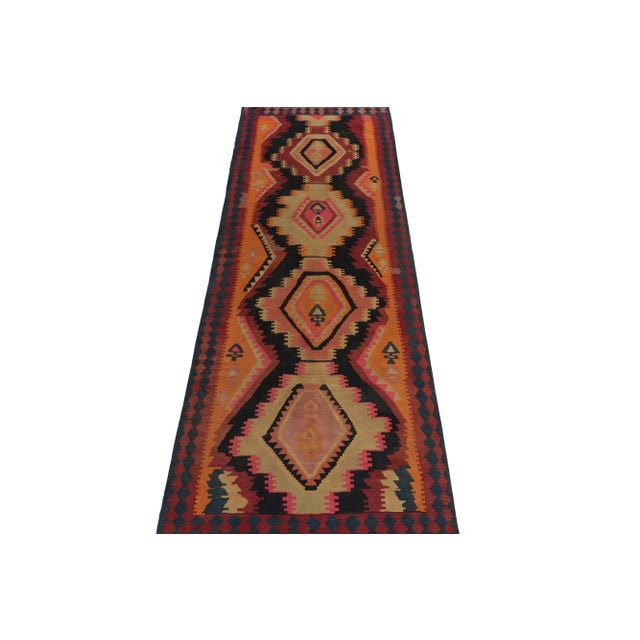 Tribal Antique Persian Kilim Rug in Red With Pink and Orange Medallion Patterns For Sale - Image 3 of 8