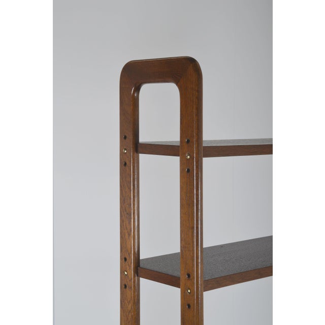 Wood Danish Freestanding Wall Rack with Brass Accents, 1960s For Sale - Image 7 of 9