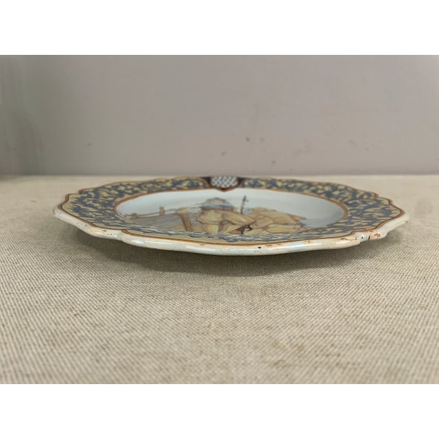 French Faience Quimper Plate Fisherman Scene For Sale - Image 10 of 13
