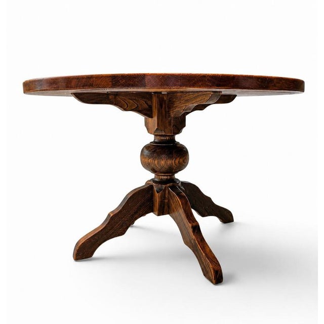 Oak Dining Table with Central Pedestal For Sale - Image 5 of 14