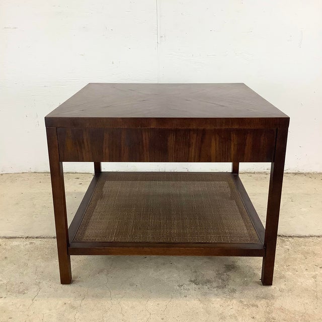 Wood Late 20th Century Mid-Century Modern End Table With Drawer & Shelf For Sale - Image 7 of 12