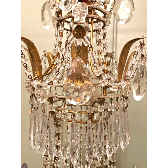 Mid-20th C. Italian Baltic Beaded Chandelier With Multiple Swags & Pendants For Sale - Image 4 of 7