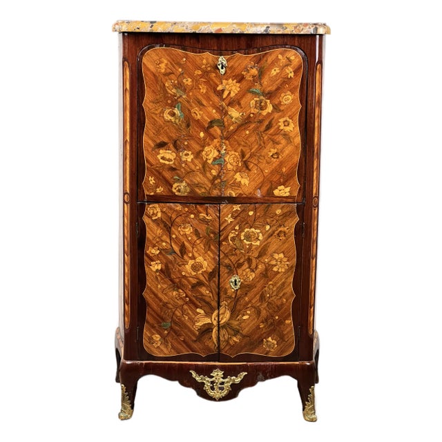 Secrétaire À Abattant d'Époque French Louis XV Style Inlaid Diminutive Secretary C. 19th Century For Sale