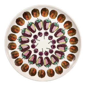 Piero Fornasetti Ceramic Plate With Giostra Di Frutta Pattern, #4 in Series