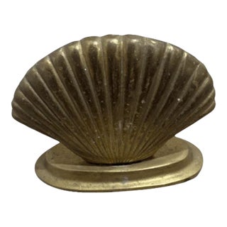 Vintage Mid Century Style Clam Shell Shape Solid Brass Wired Table Lamp For Sale