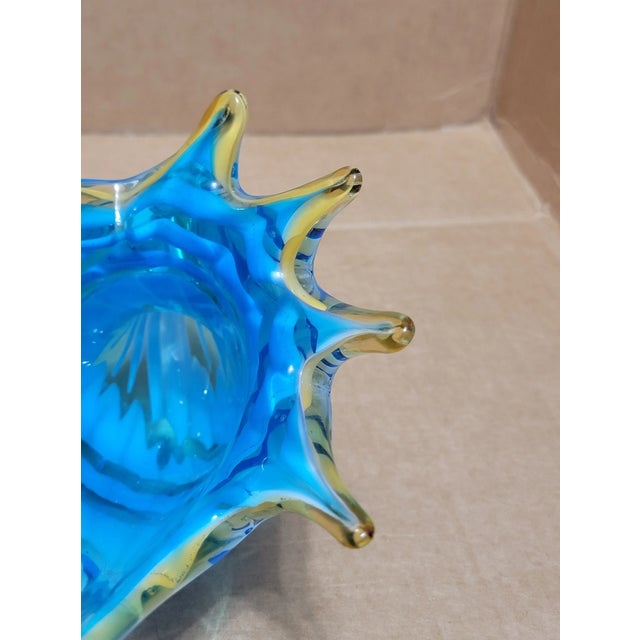 Glass Vintage MCM Murano Style Hand Blown Italy Glass Conch Shell Figurine For Sale - Image 7 of 7