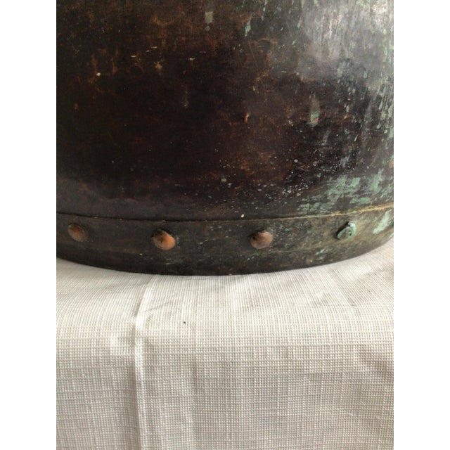 Metal 1940s Hand Hammered Studded Patinated Copper Pot With Handles For Sale - Image 7 of 9