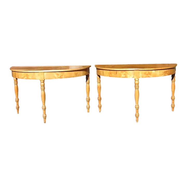 Mid 20th Century Pair of Pine Demi Lune Tables Chairish