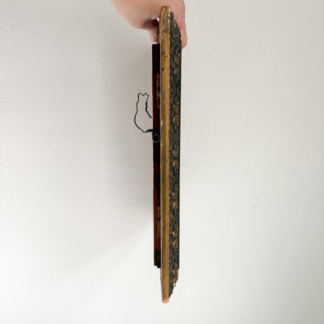 Antique 1920's Floral Painting on Glass, Gilt Gold Framed Flower Painting on Glass For Sale - Image 9 of 11