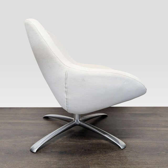 Modern Bo Concept Veneto Modern White Swivel Lounge Chair With Metal Base For Sale - Image 3 of 10