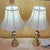 Early 21st Century Pair of Tall Brass Table Lamps With Ivory Bell Shades – Hollywood Regency Style For Sale - Image 5 of 18