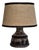 Vintage Pan Table Lamp with Fat Lava Brown Ceramic Base and Beige Fabric Shade, 1970s For Sale