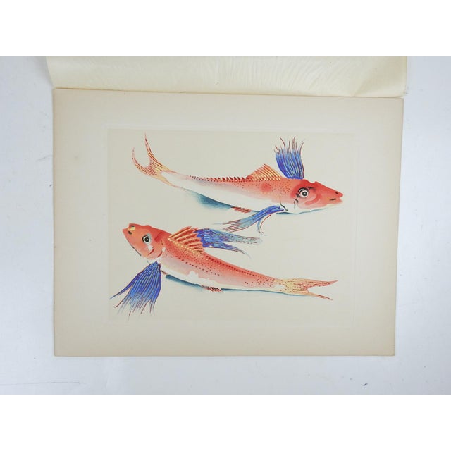 Mid 20th Century Japanese Mingei Folk Art Stencil Flying Fish Print ...