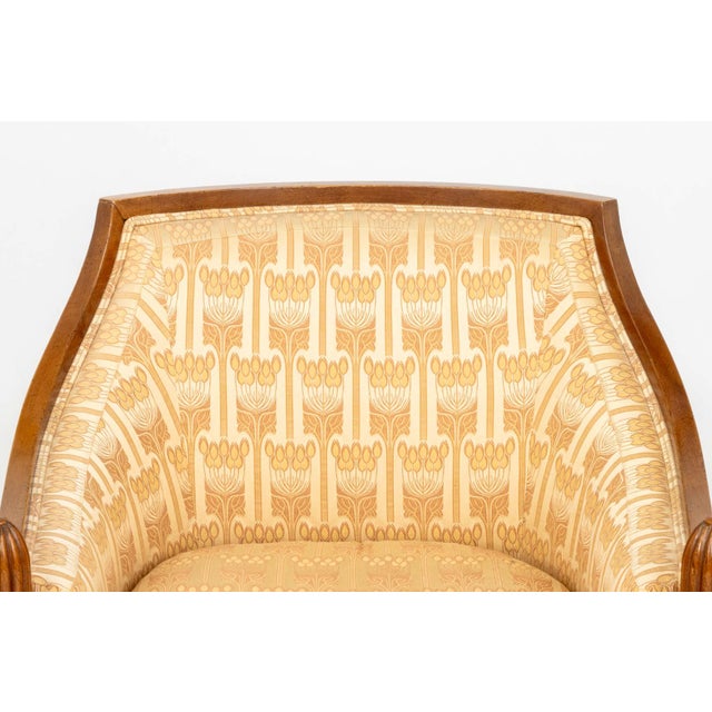 Art Deco Style Walnut Upholstered Club Chair For Sale - Image 4 of 8