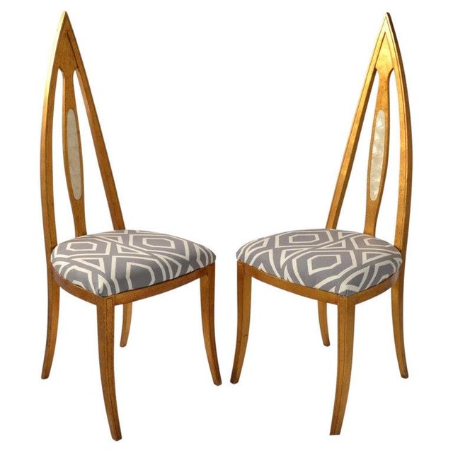 1930 Art Deco John Turano & Sons Giltwood Mother Pearl Side Accent Chairs, Pair For Sale - Image 16 of 16