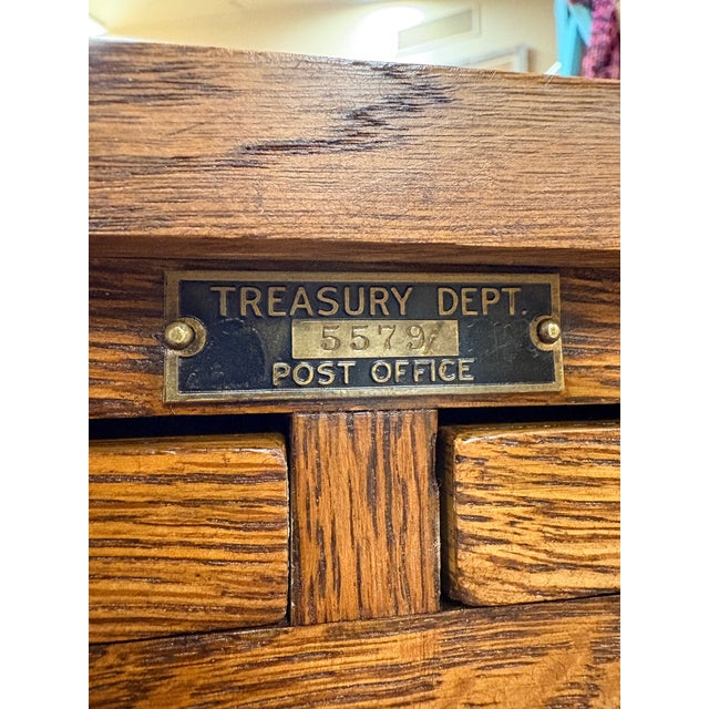 Brown Antique Oak Index Card Size Us Treasury Dept. Cabinet Table For Sale - Image 8 of 15