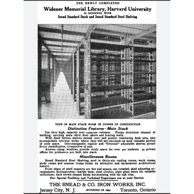 Iron Bookcase Attributed to Snead & Co c.1910 Iron 3/Bay 8/Shelf Library Bookshelf For Sale - Image 9 of 10